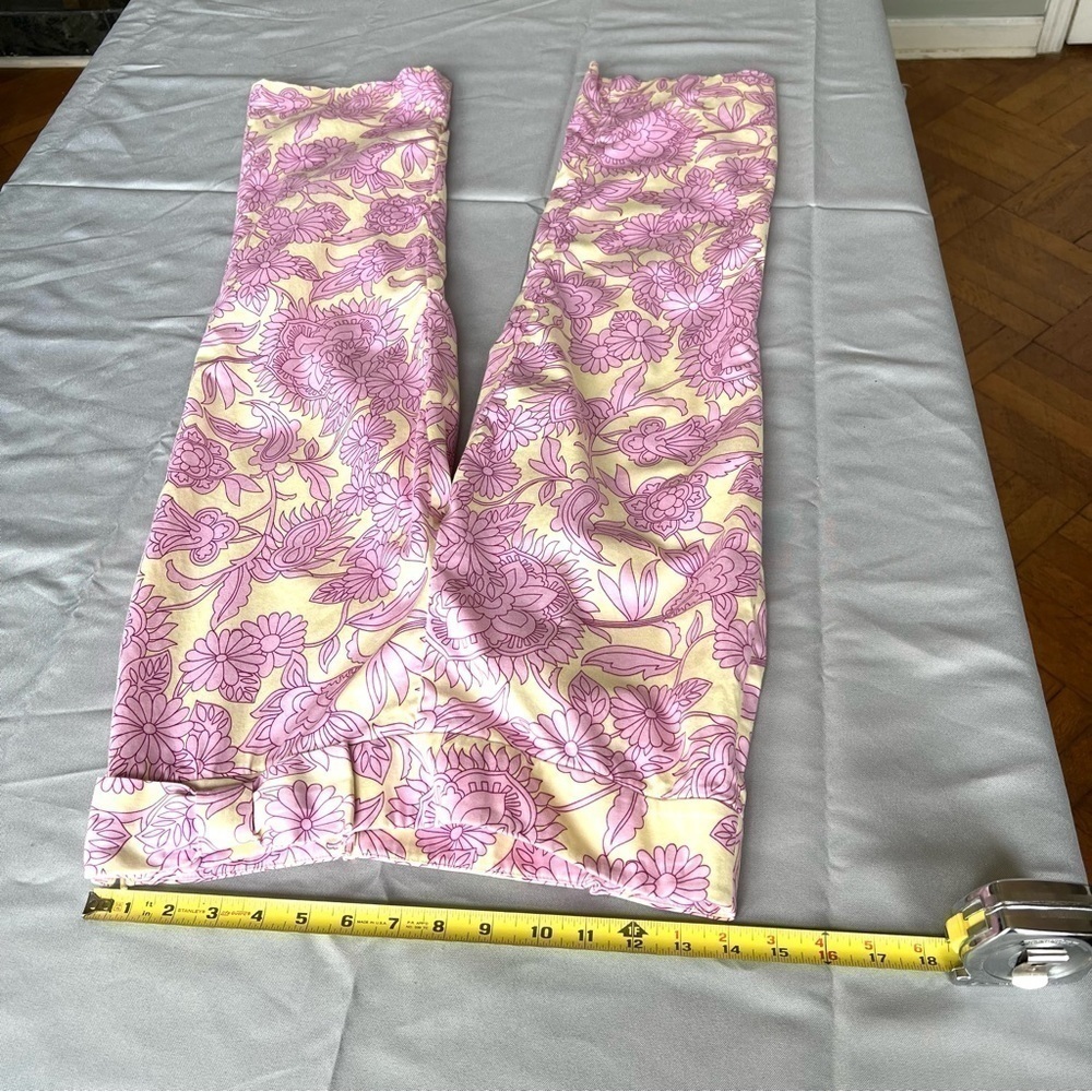 Tibi Capris Floral Ankle Cropped Zipper Pants in Pink and Ivory Size 4 - Picture 6 of 12